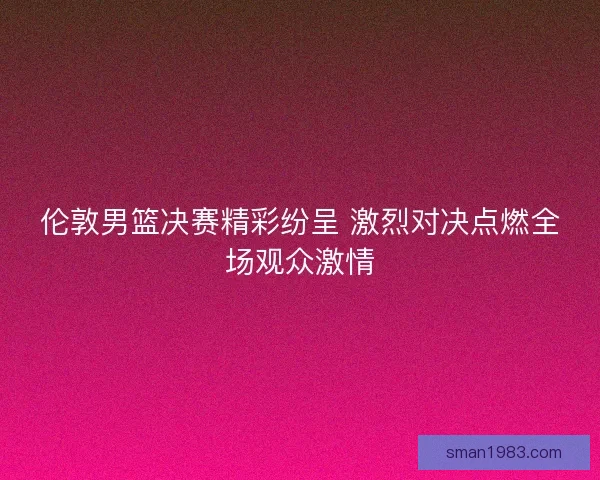 伦敦男篮决赛精彩纷呈 激烈对决点燃全场观众激情
